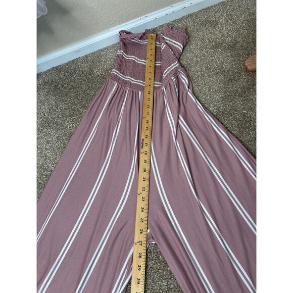 Altar'd State Strapless jumpsuit, mauve jumpsuit, smocked bodice, wide leg SZ M - Picture 7 of 10